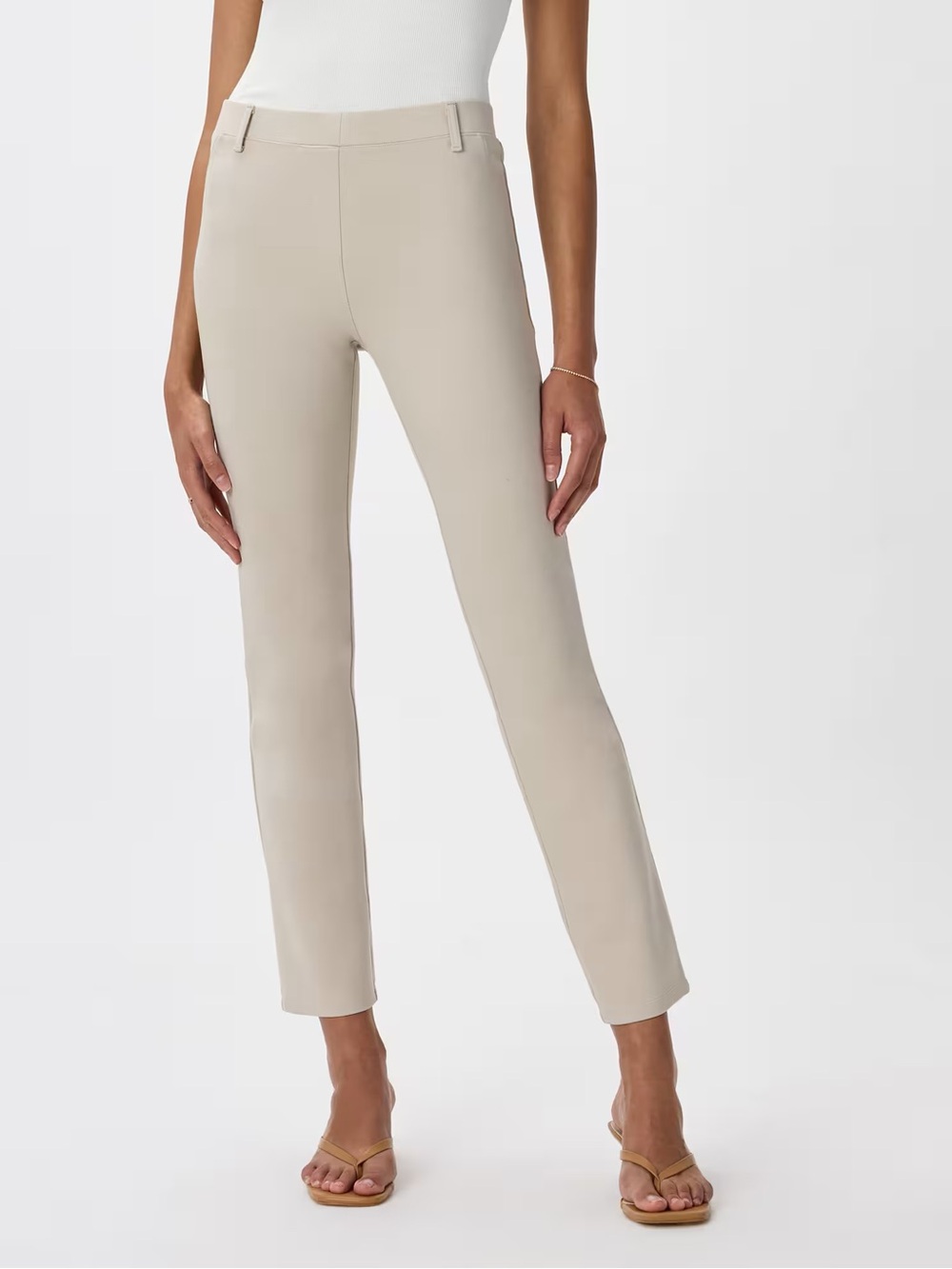 Quince Ultra-Stretch Ponte Straight Leg Pant Ecru Small